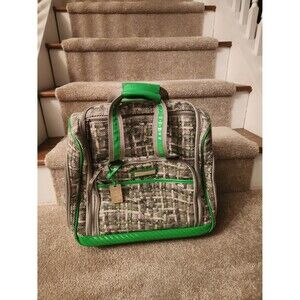 Cynthia Rowley Green & Gray Patterned Small Wheeled Travel Suitcase